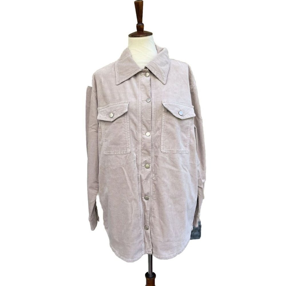 GOOD AMERICAN Corduroy Shacket In Bone Size 3/4 L/XL - Picture 2 of 10
